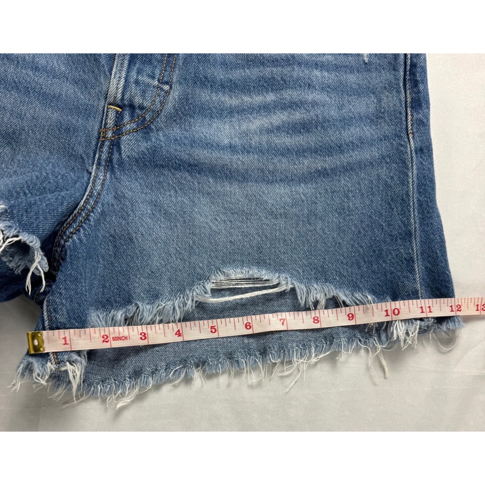Levis Premium Ribcage Shorts Womens 29 High Rise Distressed Denim Medium Wash - Picture 16 of 16